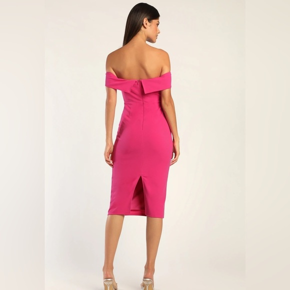 NWT Women’s LULU’S My Favorite Night Pink Off-the-Shoulder Bodycon Dress- Medium - Picture 4 of 10